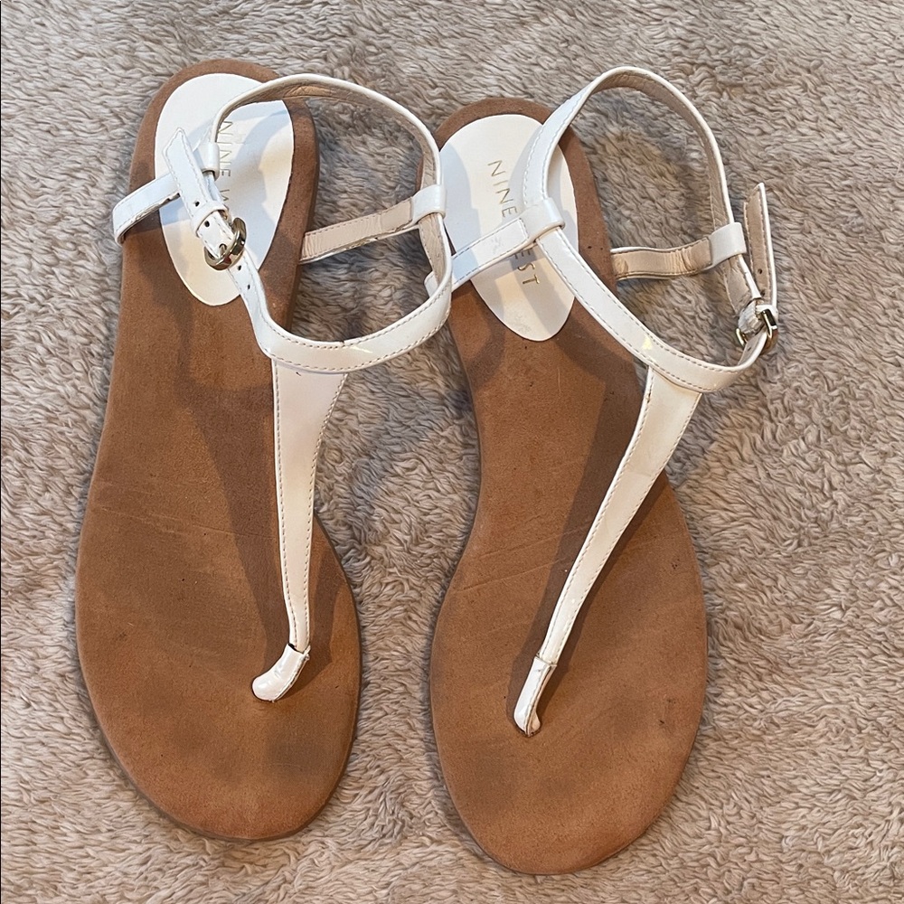 Nine West White and Tan Women's Sandals